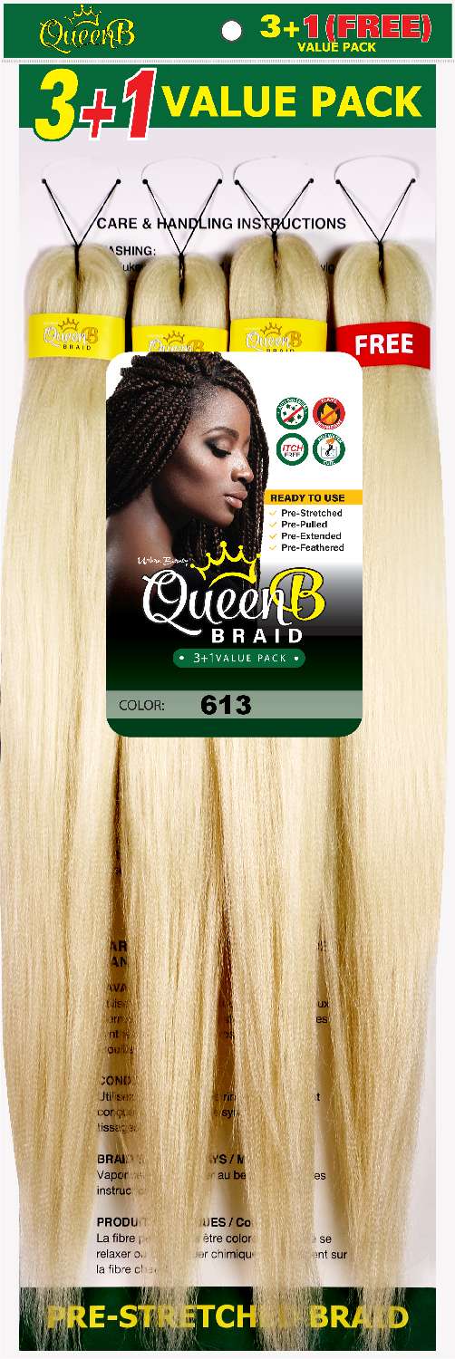 Queen B 4X Value Pack Pre-Stretched Braiding Hair 60"