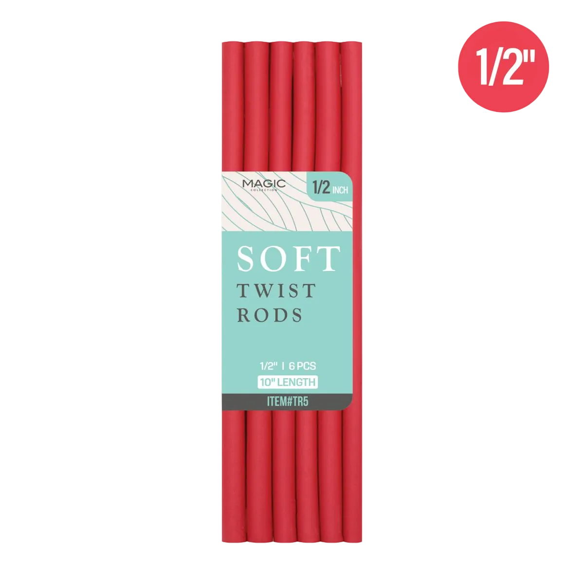 MAGIC COLLECTION - 1/2" 10" Soft Twist Rods 6PCs RED