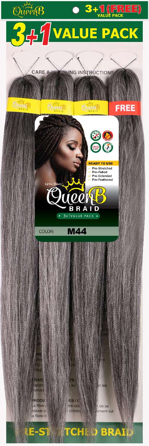 Queen B 4X Value Pack Pre-Stretched Braiding Hair 50"