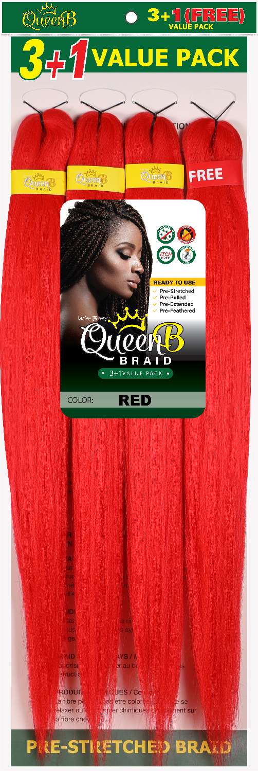 Queen B 4X Value Pack Pre-Stretched Braiding Hair 60"