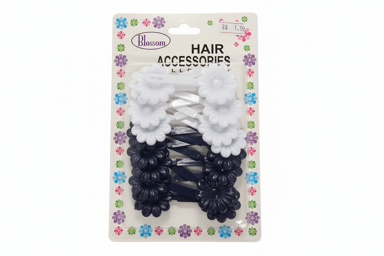 Sunflower Barrette - Navy/WHI