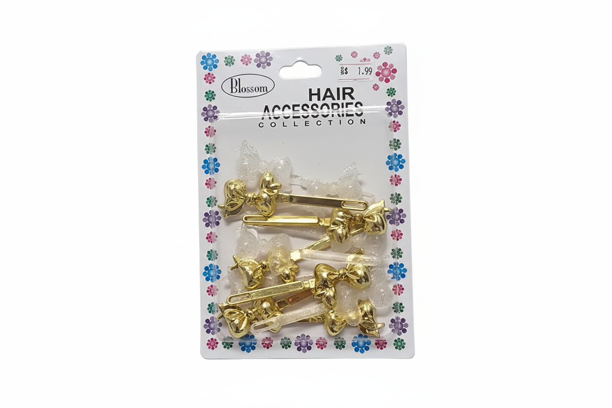 Gold Glitter Bow Tie Barrette