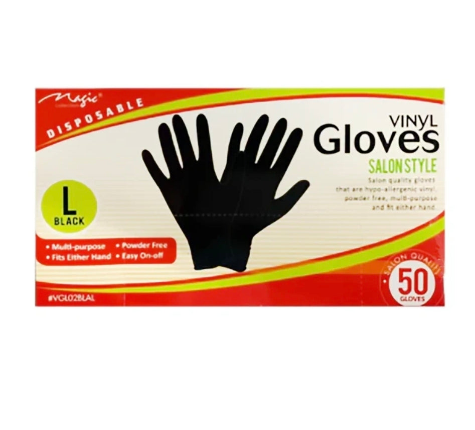 Magic Collection Disposable Vinyl Gloves - 50pcs Black