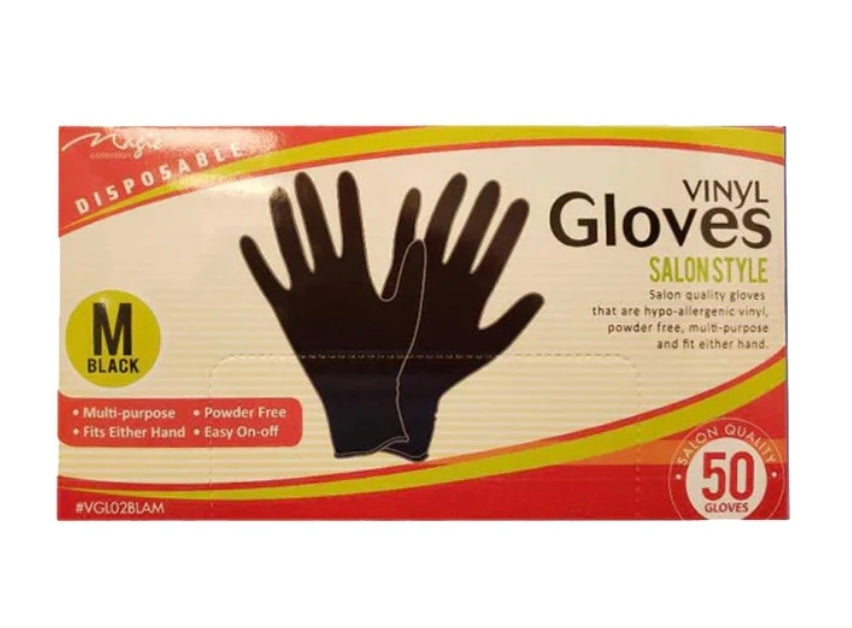 Magic Collection Disposable Vinyl Gloves - 50pcs Black