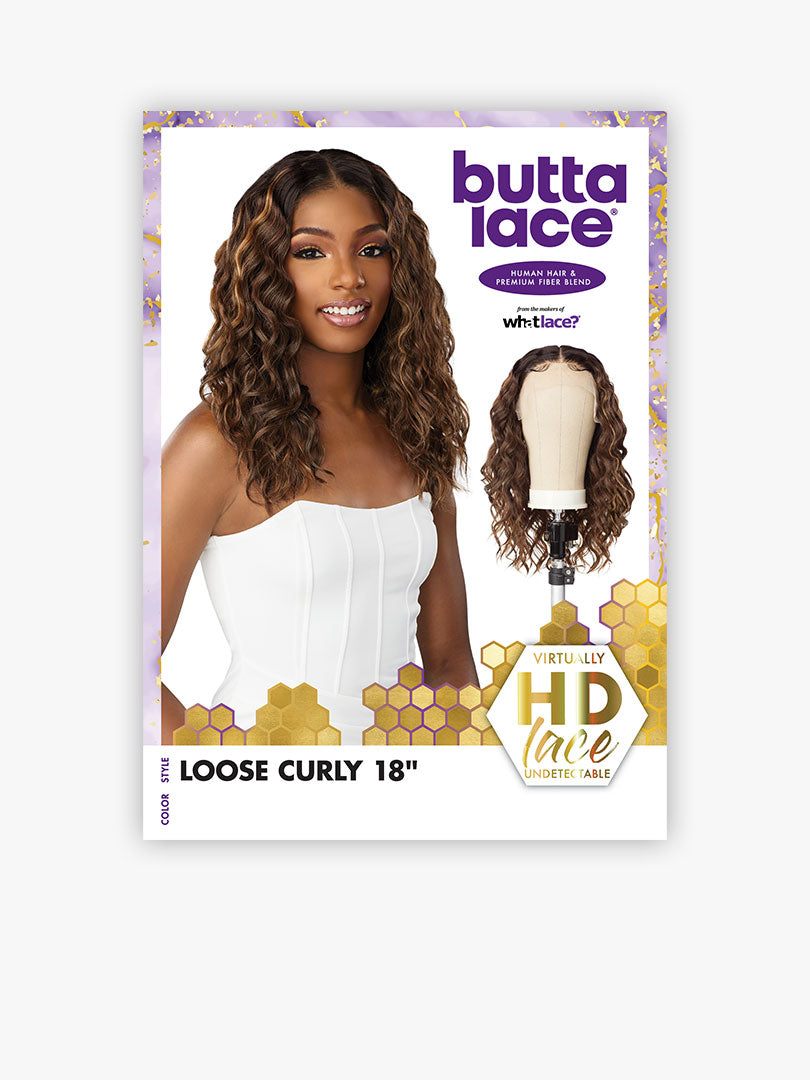 BUTTA LACE HUMAN HAIR BLEND LOOSE CURLY 18″ - Balayage Caramel