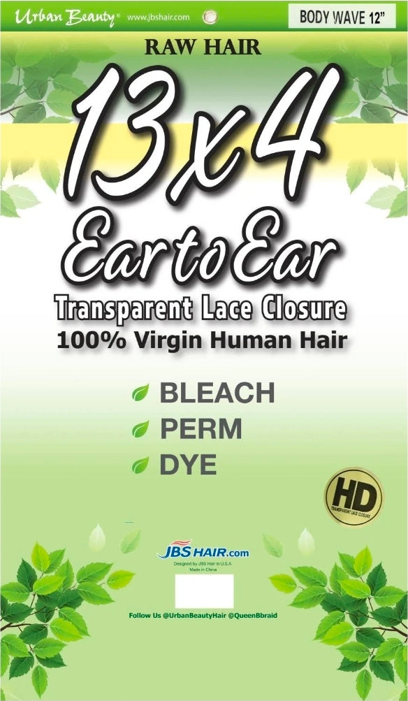 Human Hair Raw 13x4 Closure Body Wave 12" - Natural