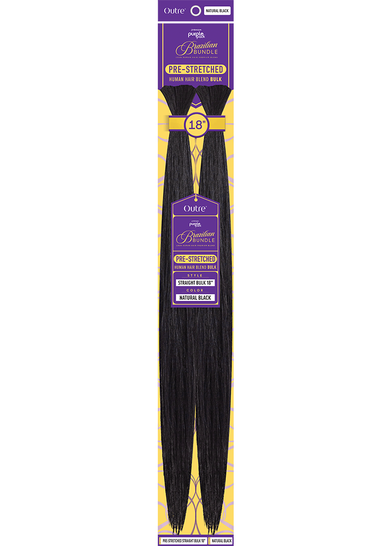 Outre Human Hair Blend Braids Premium Purple Pack Brazilian Bundle Pre-Stretched Straight Bulk 18"